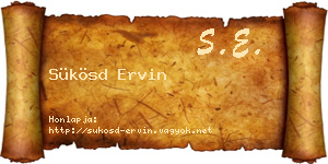 Sükösd Ervin névjegykártya